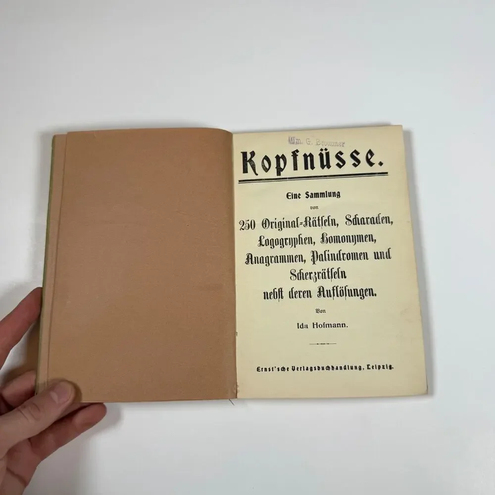 Headnuts Coll By Ida Hofmann 1911 Antique book German Language